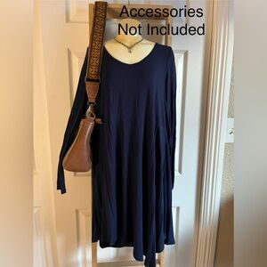 Chic Long Sleeve Navy Dress